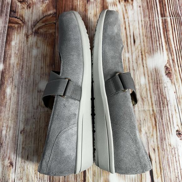 NEW Vionic SHELBY Size 11 Gray Suede Mary Jane Loafers Shoes Elastic Strap Flats - Picture 6 of 12